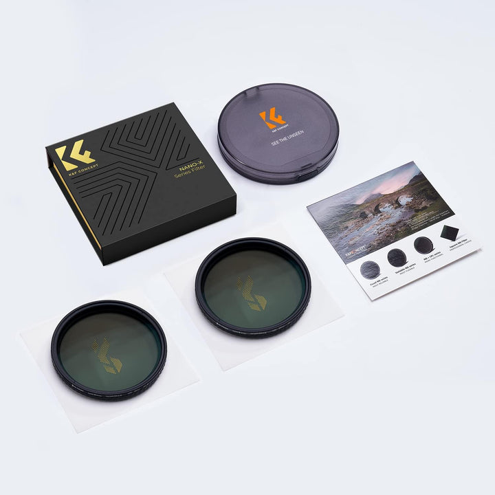 K&amp;F Concept Nano-X ND Filter 62mm Variabler Graufilter ND2-32(1-5 Blendenstufen)+ND32-512(5-9 Blende