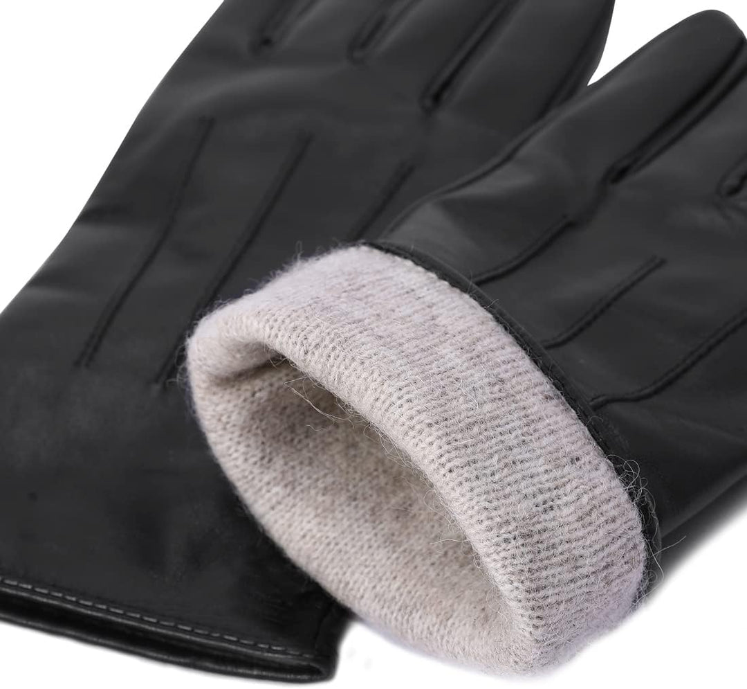 Harssidanzar Damen Lederhandschuhe Winter Warmes Kaschmirfutter Touchscreen Vintage Finished GL017EU