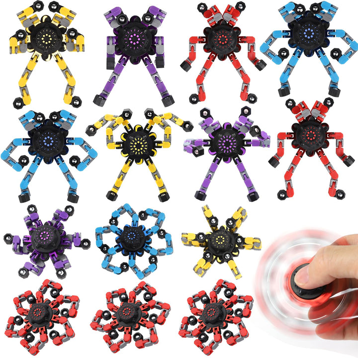 15PCS Robot Fidget Spinner Spielzeug für Kinder Erwachsene, DIY Deformation Chain Transformator Mech