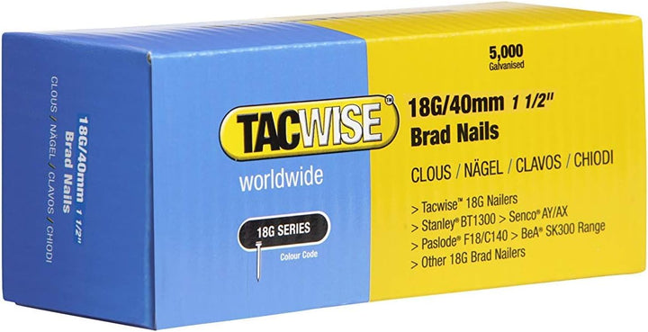 TACWISE 0400 Stauchkopfnägel Brad Typ 18G / 40 mm, verzinkt, 5000 Stück, 5000 Stück