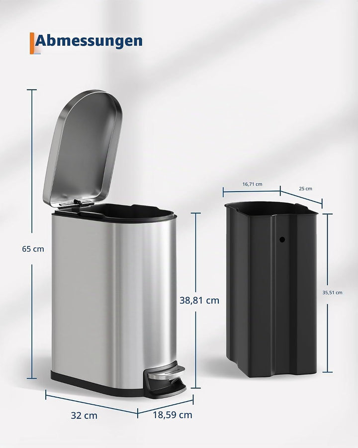 GarveeHome 10 Liter badezimmer mülleimer aus Edelstahl mit Deckel, schlankes und wasserdichtes Desig