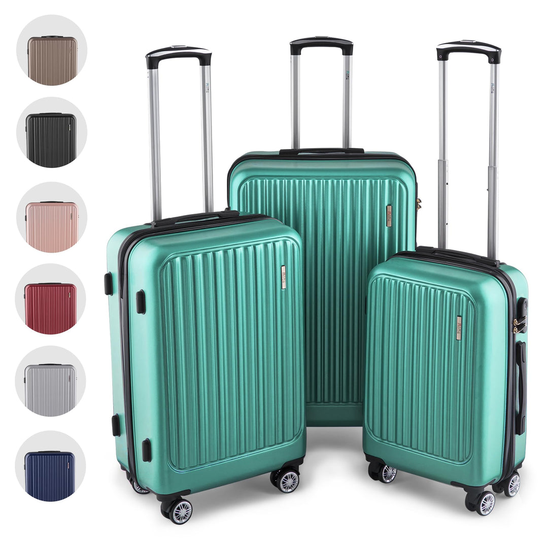 ABS Hartschalenkoffer - Ergonomisch & Sicher - Trolley Koffer Set 3-teilig mit 360° Rädern, Zahlen-S