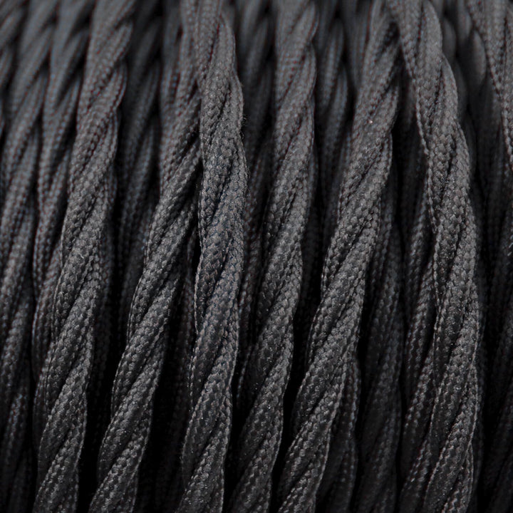 smartect Textilkabel gedreht 3-Adrig (3 x 0.75 mm²) Schwarz, 5 Meter | Vintage Lampenkabel Stoff, St