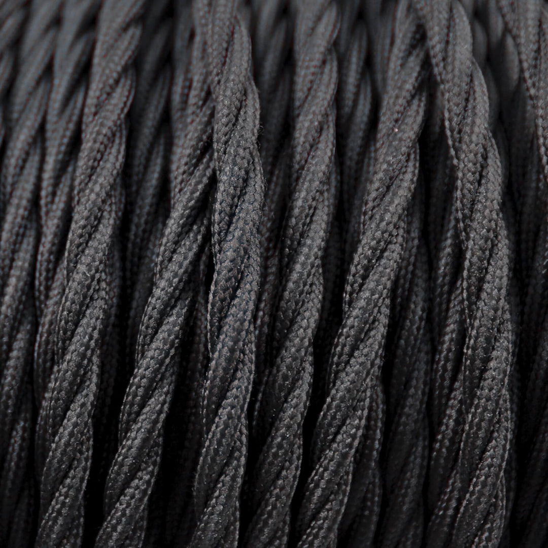 smartect Textilkabel Schwarz, 3 Meter Vintage Lampenkabel Stoff Gedreht, 3-Adrig (3 x 0.75 mm²) Stro