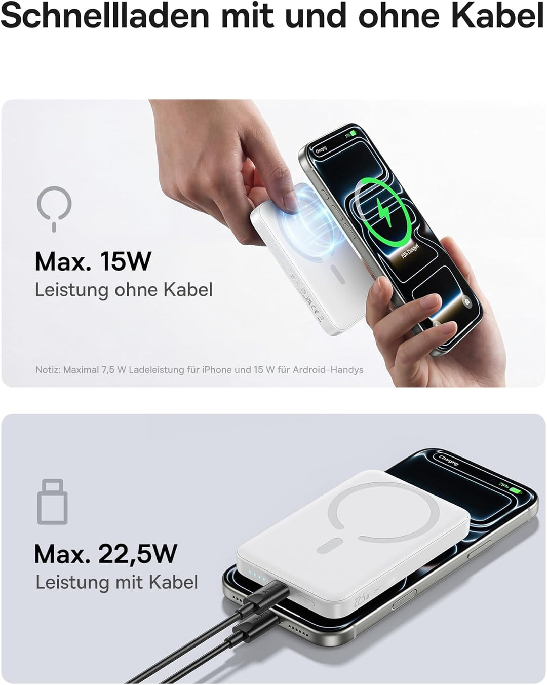 Baseus Enerfill FM11 MagSafe Powerbank 10000mAh 22.5W Magnetische Power Bank USB C, Kabellose Extern