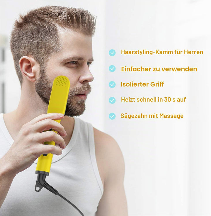 Bartglätter Kamm für Männer, Axceed 2-in1 Elektrischer Haarglätter, Prämie Ionischer Bürste 30s Schn