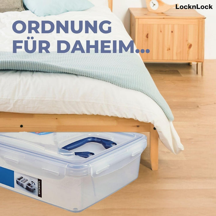 LocknLock PP CLASSIC Aufbewahrungsbox mit Deckel und Griffen | 16 L, 361 x 274 x 212 mm | 100 % Luft