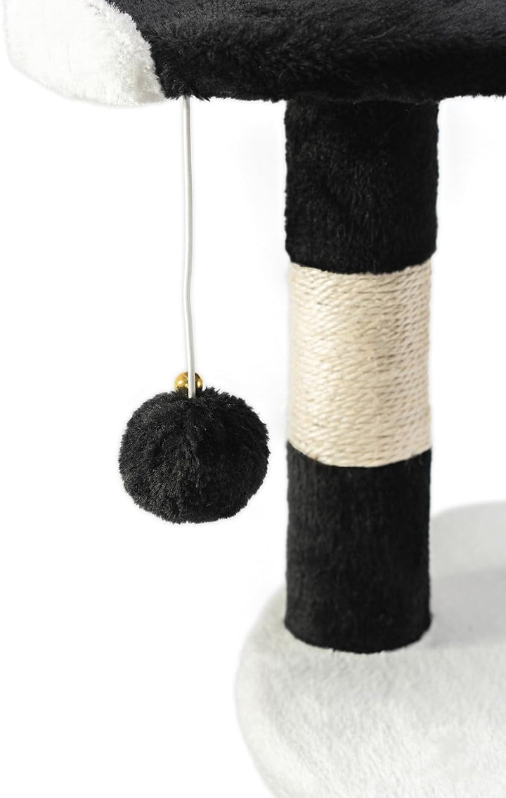 lionto Kratzbaum für Katzen mit 2 Plüschbällen & Spielseil, Höhe 112 cm, Katzenbaum mit Sisalseil &