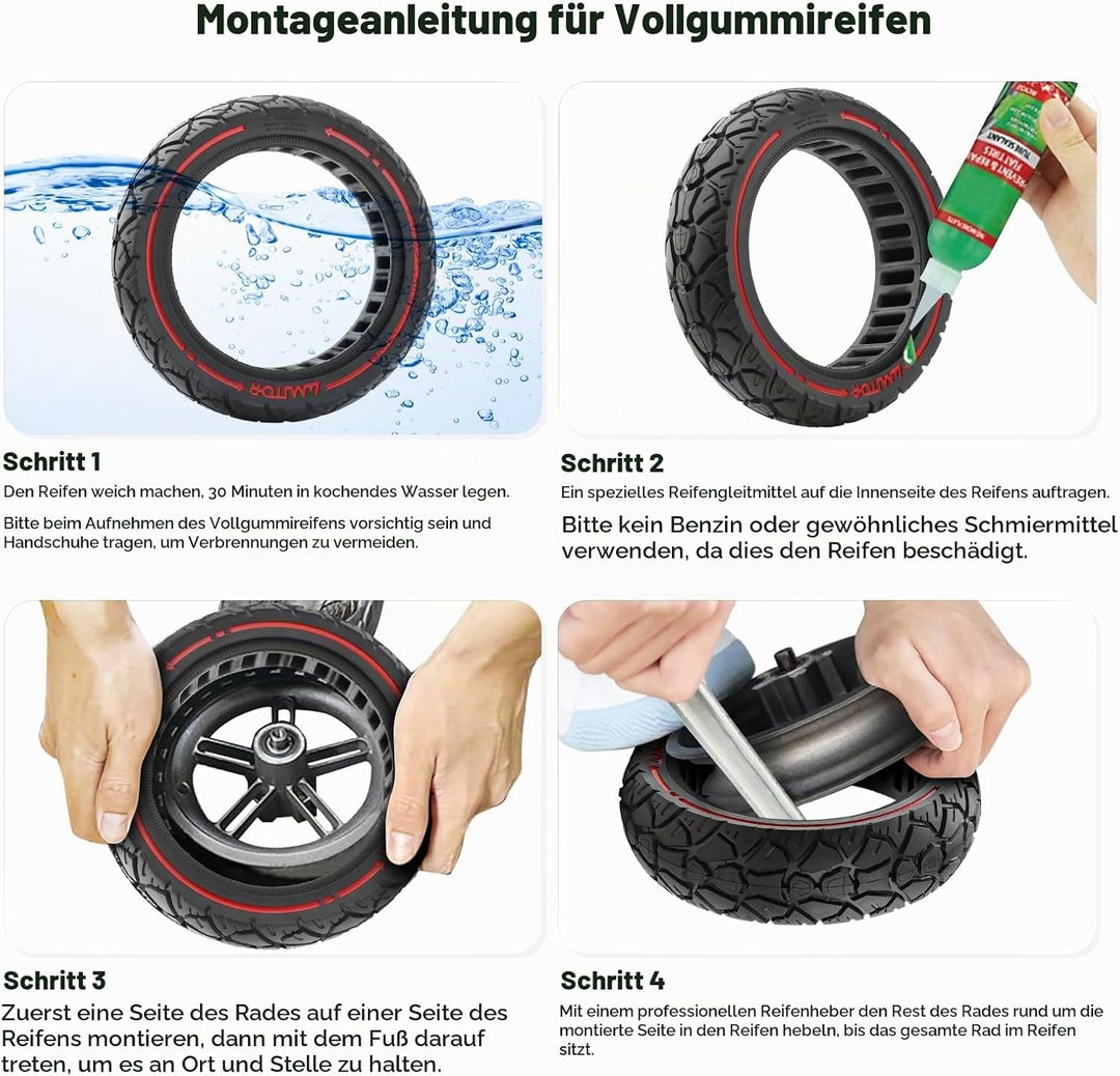 60/70-7.0 Reifen Offroad für Xiaomi 4 Pro Vollgummireifen E-Scooter (1. Gen), Abriebfeste &amp; Pannensi
