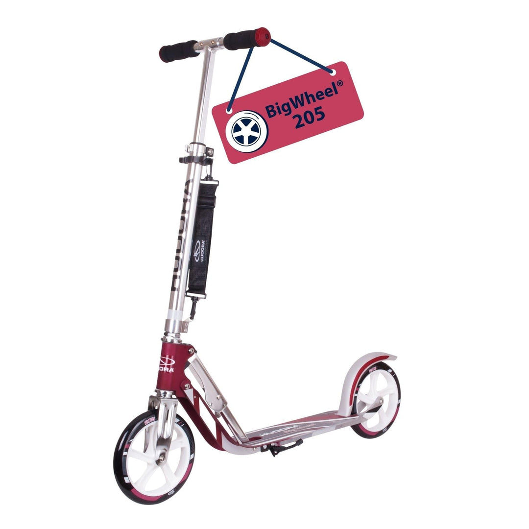 HUDORA BigWheel 205 Scooter - Stabiler Aluminium-Roller - Höhenjustierbarer &amp; zusammenklappbarer Cit