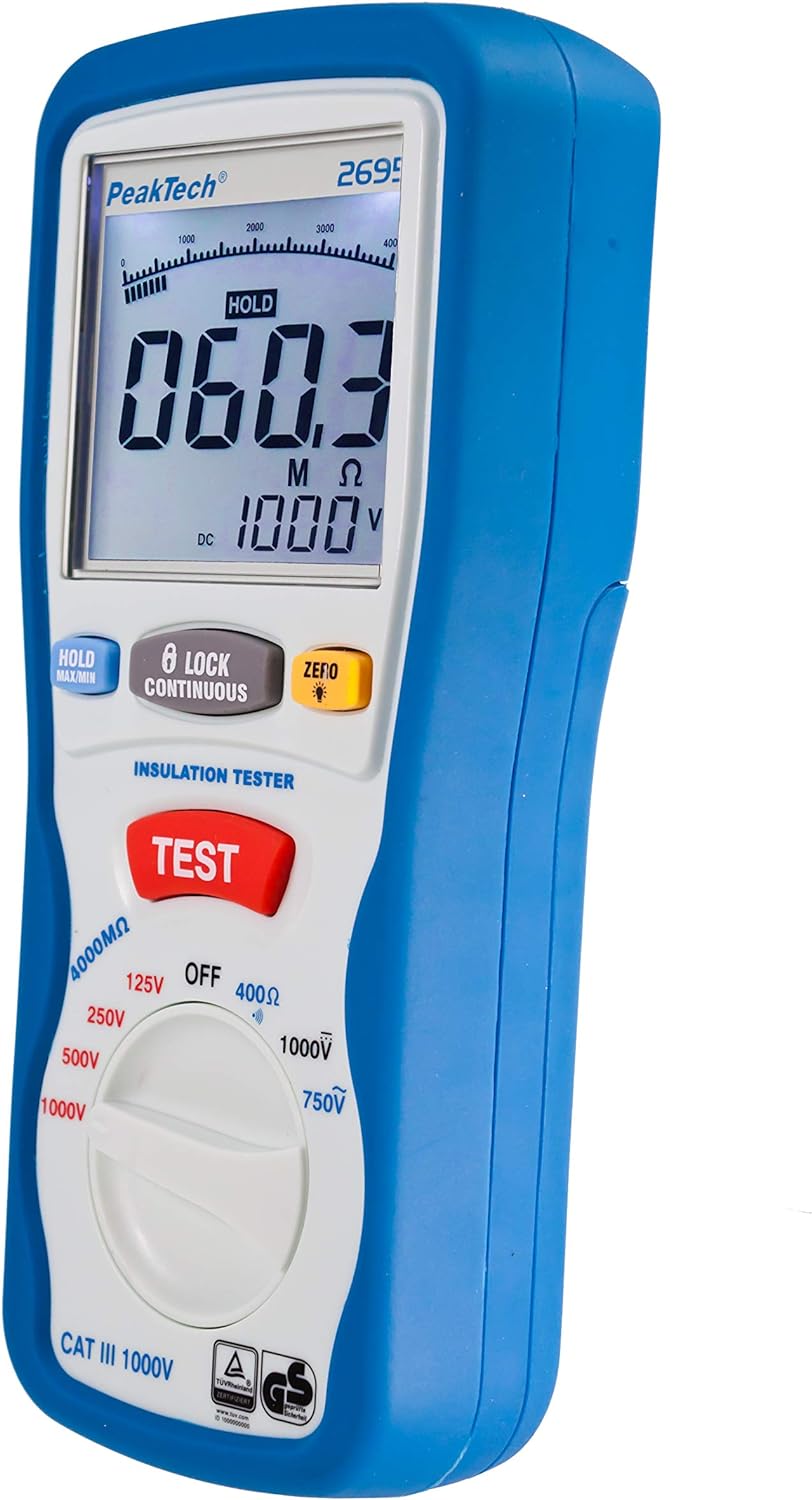 PeakTech P 2695 2695, Digitaler Isolationsmesser, 3 ½-stellig, 125/250/500/1000 V & P 8200 – Messzub