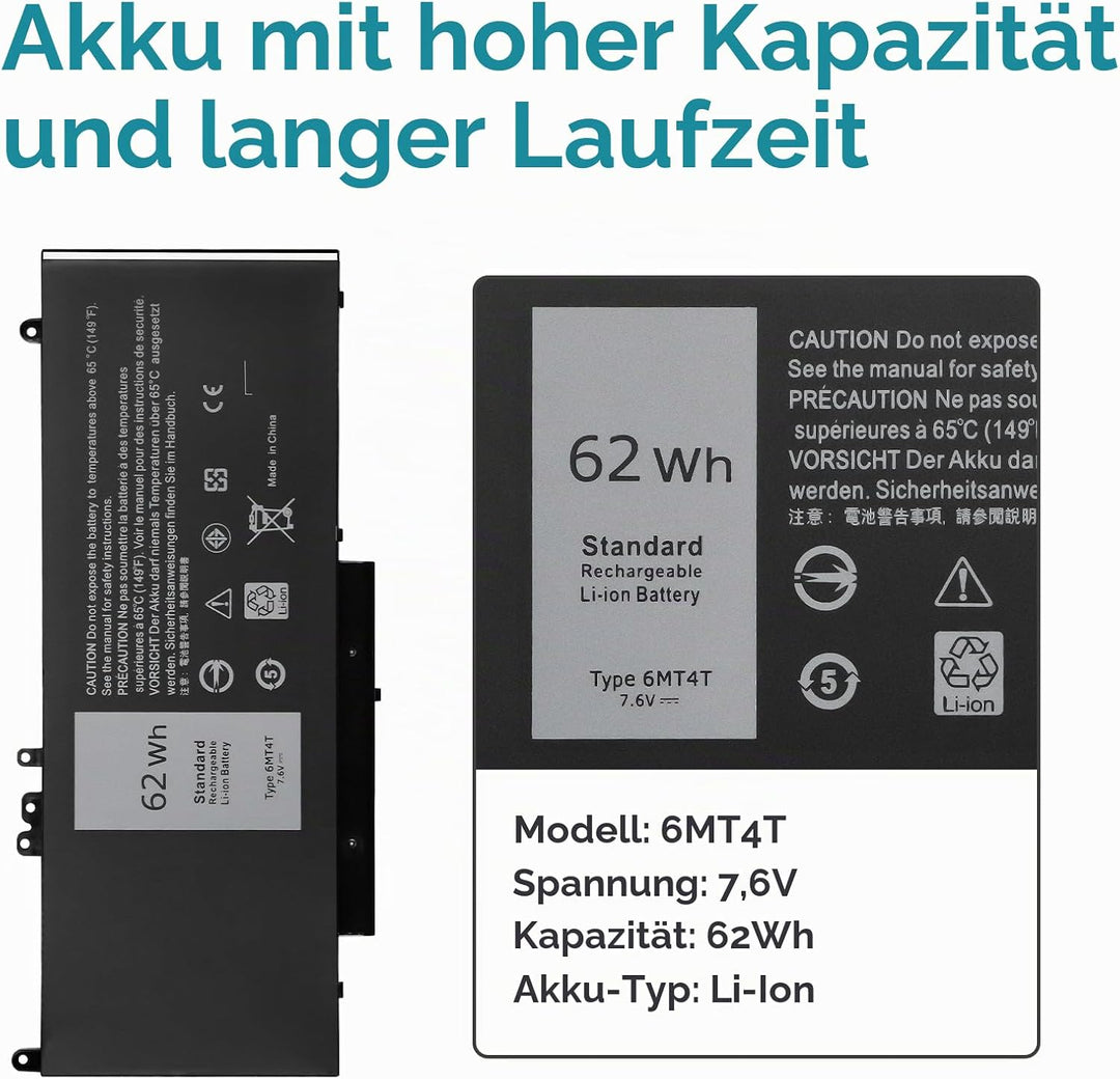K KYUER 62WH 6MT4T Laptop Akku für Dell Latitude E5470 E5570 E5270 Precision 15 3510 Mobile Workstat