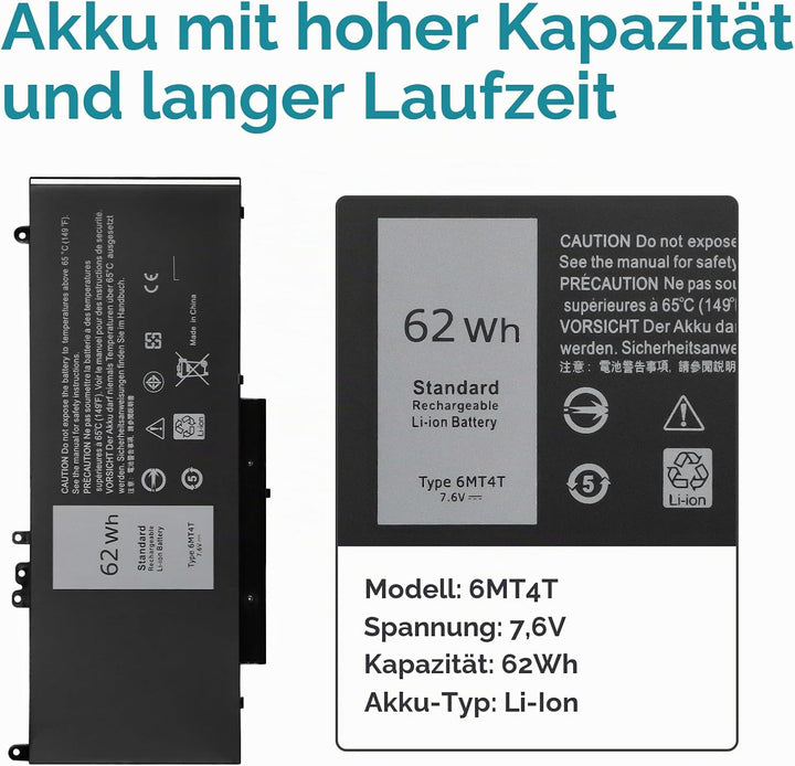 K KYUER 62WH 6MT4T Laptop Akku für Dell Latitude E5470 E5570 E5270 Precision 15 3510 Mobile Workstat