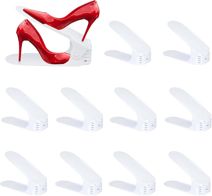 20 Stück Einstellbare Schuhregale Set Schuhstapler Schuhhalter 3 höhenverstellbar Schuhorganizer Pla