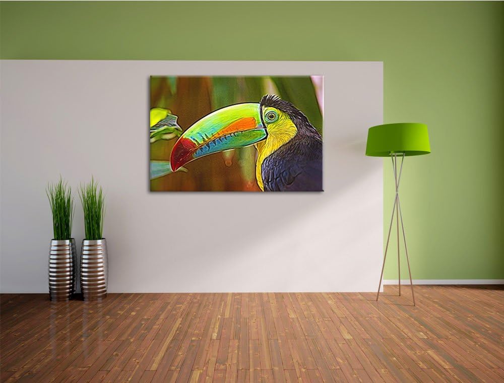 schöner Tukan Deluxe Format: 100x70 cm auf Leinwand, XXL riesige Bilder fertig gerahmt mit Keilrahme