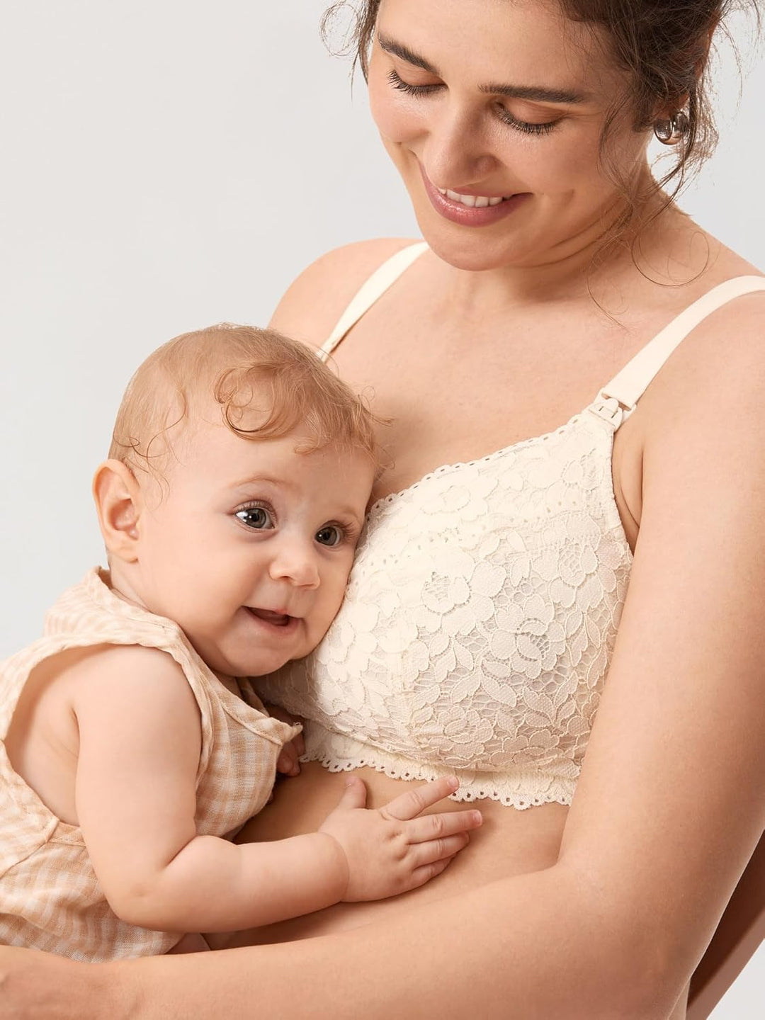 MOMANDA Damen Pump Still BH ohne Bügel Spitzen Schwangerschafts Stillen BHS Mutterschaft Soft Bequem
