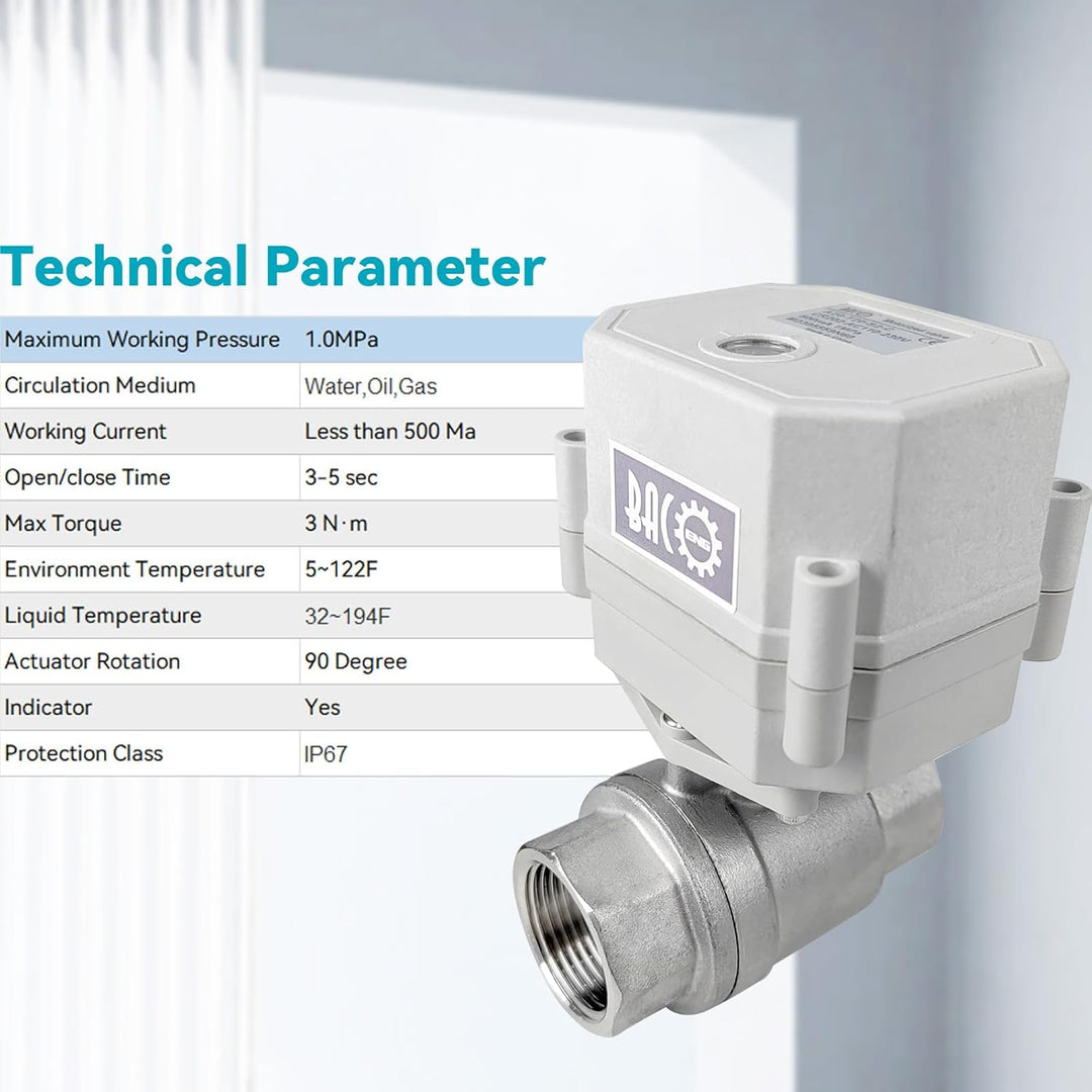 BACOENG AC110/230V 2 Wege 1" Edelstahl Motorkugelhahn Elektrische Zonenventil mit Stecker NC 1" Edes