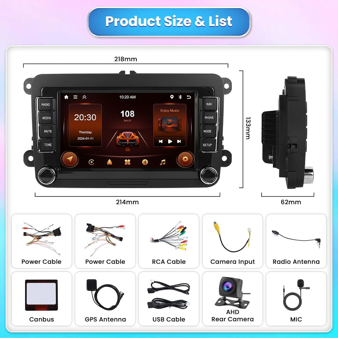 [2G+64G] Hikity Autoradio Navi Für VW Golf 5 Golf 6 T5 Touran EOS Polo Passat Sharan Android Wireles