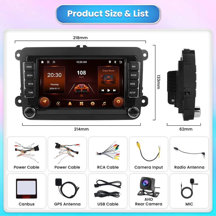 [2G+64G] Hikity Autoradio Navi Für VW Golf 5 Golf 6 T5 Touran EOS Polo Passat Sharan Android Wireles