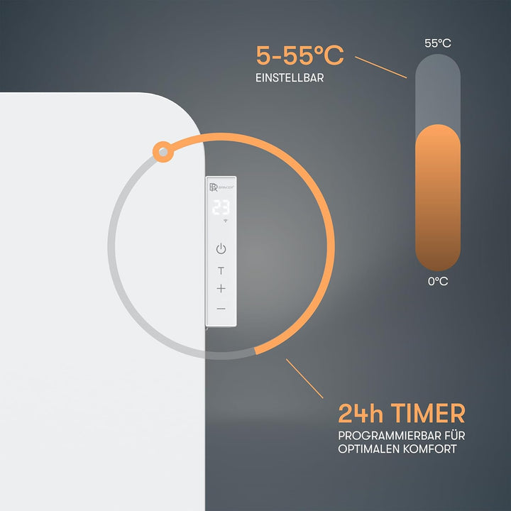 BR Bringer Metall Infrarotheizung 450 Watt mit Smart Thermostat und Fernbedienung, WIFI und App - al