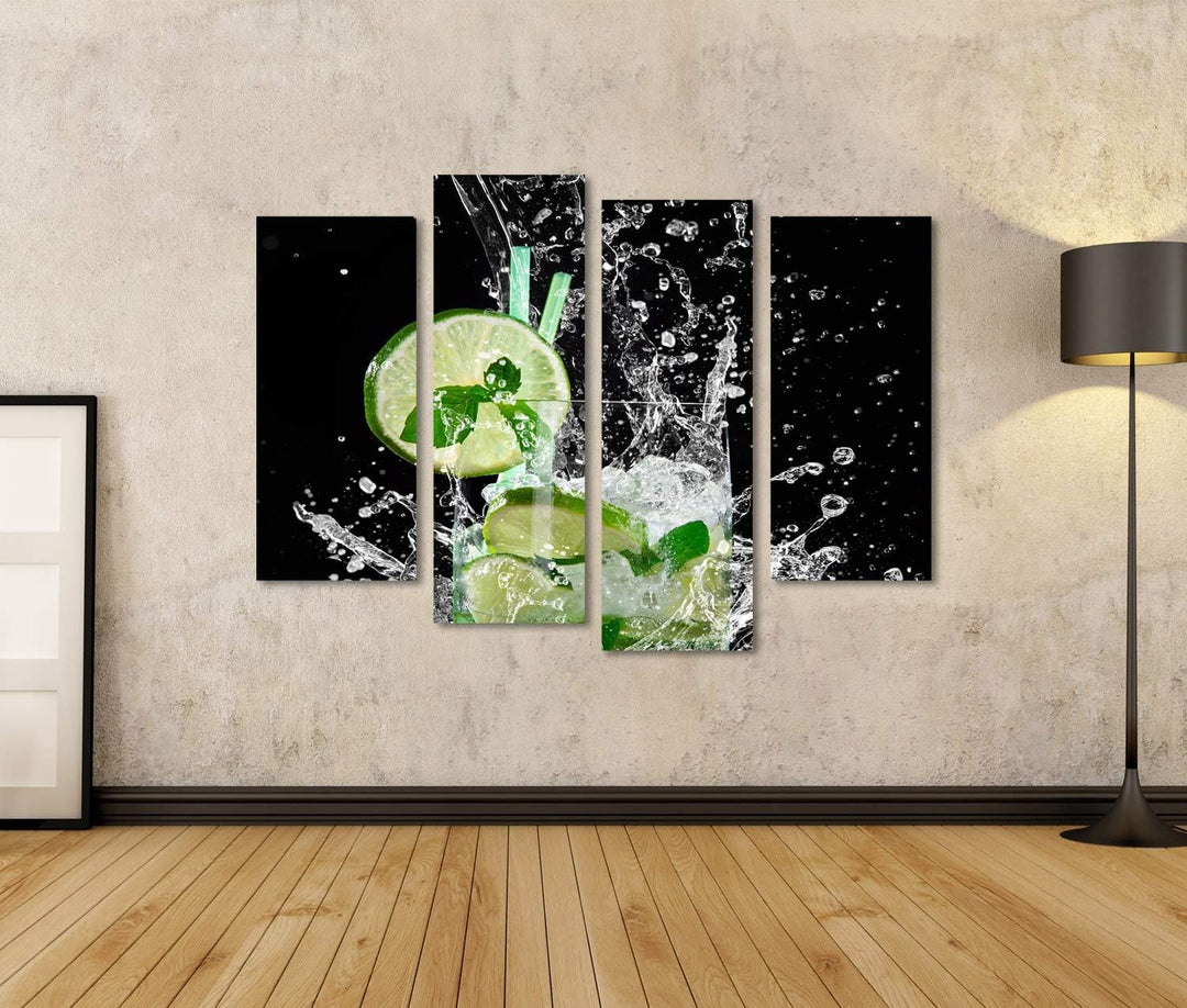 islandburner Bild auf Leinwand Mojito Cocktail Über Schwarz Bilder Wandbilder Poster Leinwand 130x80