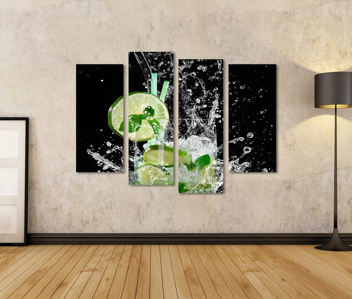 islandburner Bild auf Leinwand Mojito Cocktail Über Schwarz Bilder Wandbilder Poster Leinwand 130x80