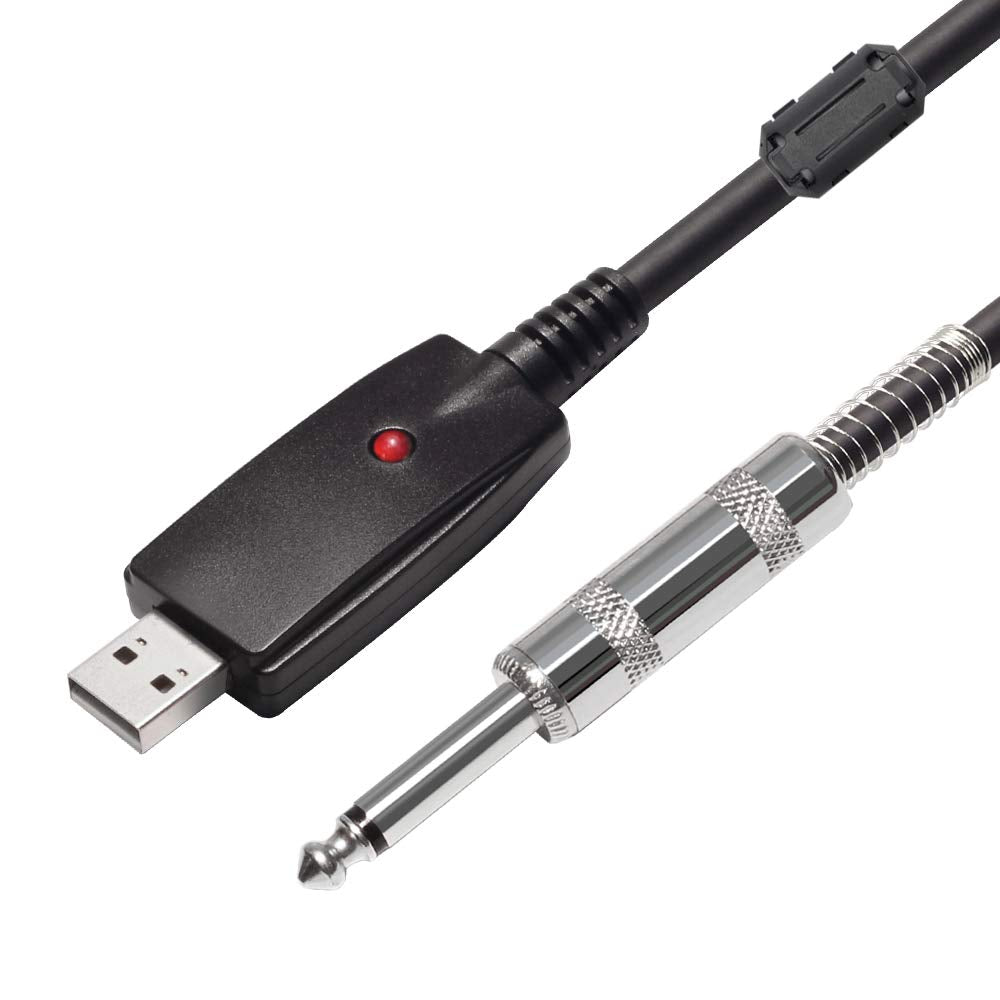 SiYear USB 2.0-Schnittstelle Stecker auf 6,35 mm (1/4 Zoll) TS-Mono-E-Gitarren-Konverterkabel, Studi