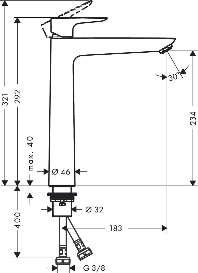 hansgrohe Wasserhahn Talis E (Armatur mit Auslauf Höhe 240 mm), Einhebel-Waschtischmischer ohne Abla