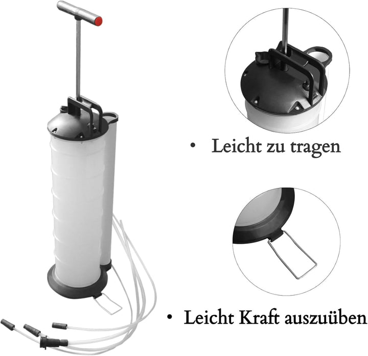 ONLISUM Ölsaugpumpe mit 3-Schläuchen,Ölsaugpumpe Flüssigkeitenabsaugpumpe 7L,ölpumpe handpumpe für M