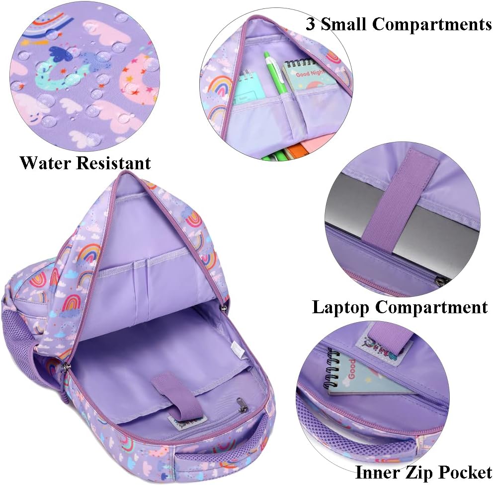 Schulrucksack Kinder Mädchen Regenbogen Rucksack Leichtgewicht Schultasche für Mädchen Teenager Back