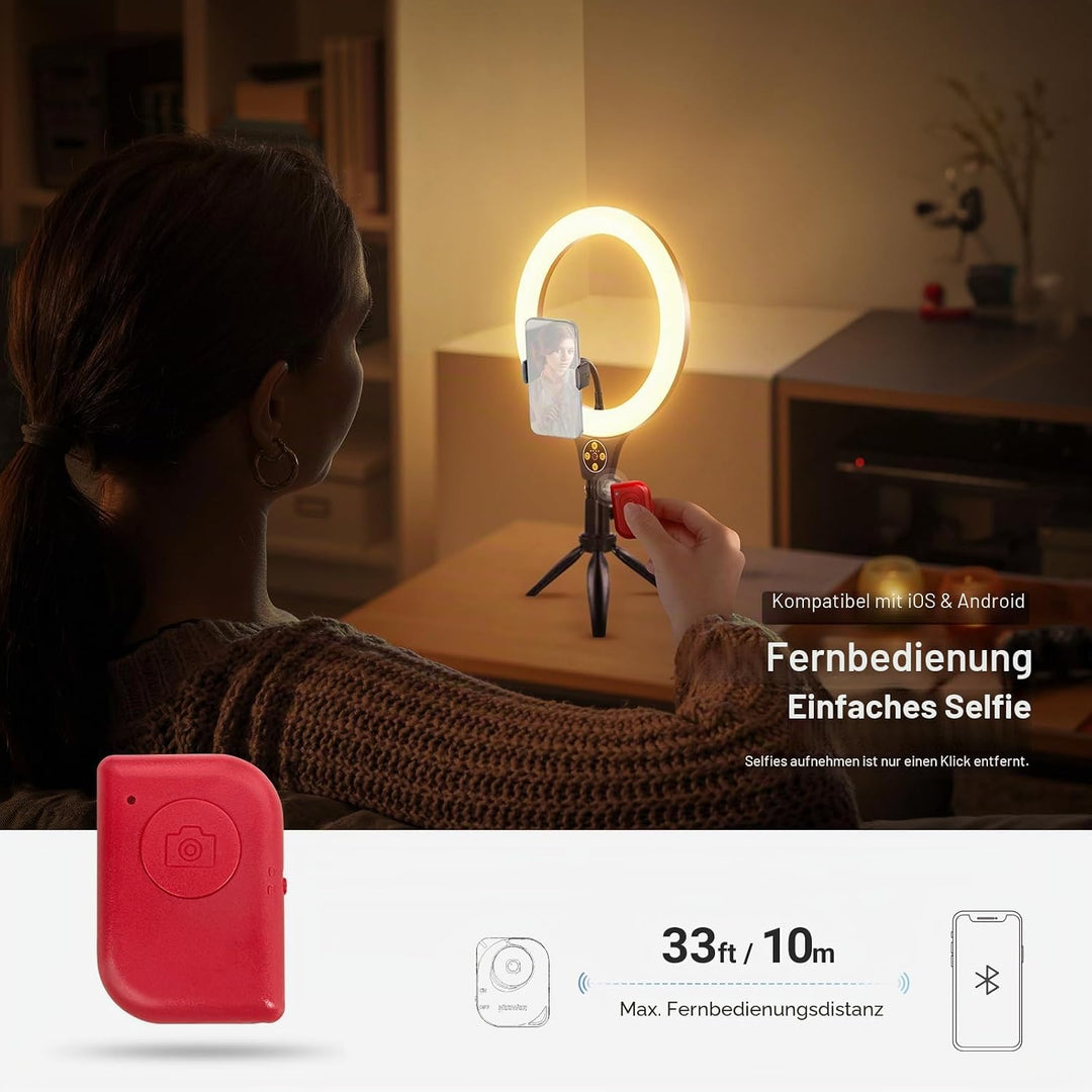 NEEWER Entry Level Version 10,5" Tisch Ringlicht mit Stativständer/Handyhalterung Kompatibel mit iPh