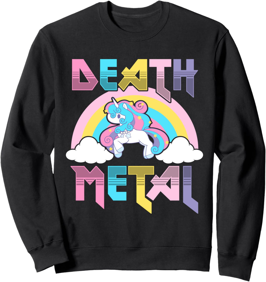 Lustige Einhorn Death Metal Musik Sweatshirt