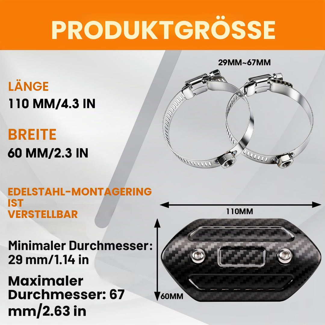 Motorrad Auspuff Hitzeschild,Kohlefaser Motorrad Auspuffrohrabdeckung Hitzeschutzblech Schutz Univer