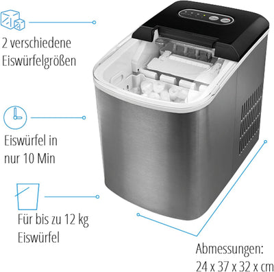 MEDION MD 17739 Eiswürfelhersteller, 2,2 Liter Wassertank, 2 Eiswürfelgrössen, elektronisches Bedien