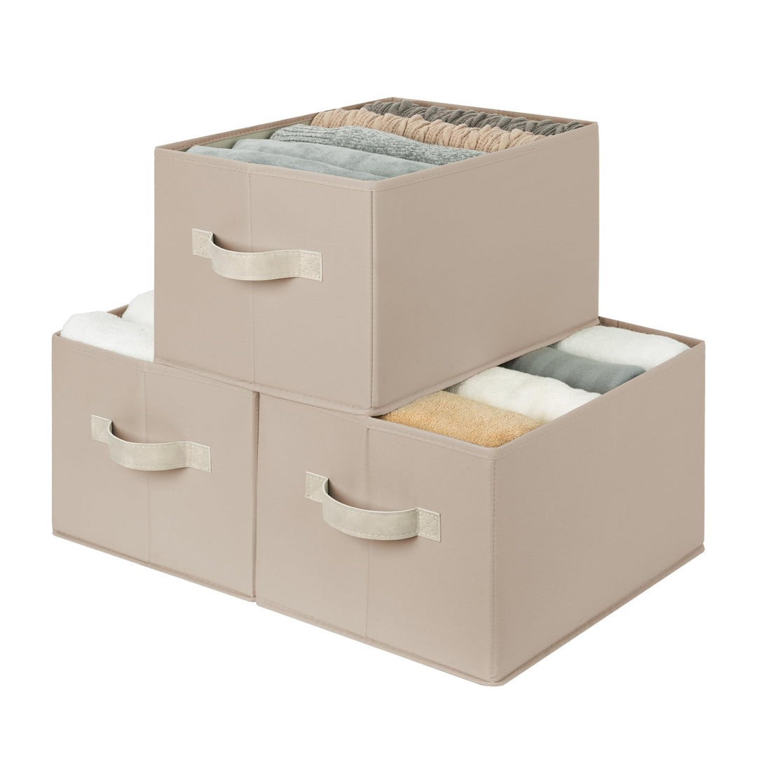StorageWorks grosse Aufbewahrungskörbe für Regale, Stoff Aufbewahrungsboxen für Schrank mit Griffen,