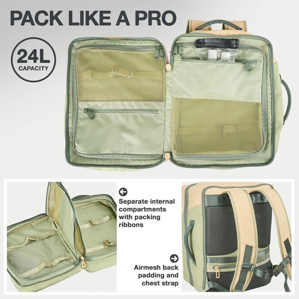 Cabin Max Handgepäck-Rucksack 40x30x20 Ryanair Reiserucksack für Flugzeug 24L Lemongrass, 24L Lemong