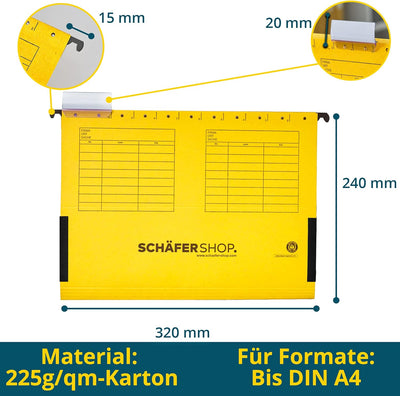 SCHÄFER SHOP Hängetaschen bunt – A4 Hängeregister Hängemappen mit Leinenfröschen, inkl. Vollsichtrei