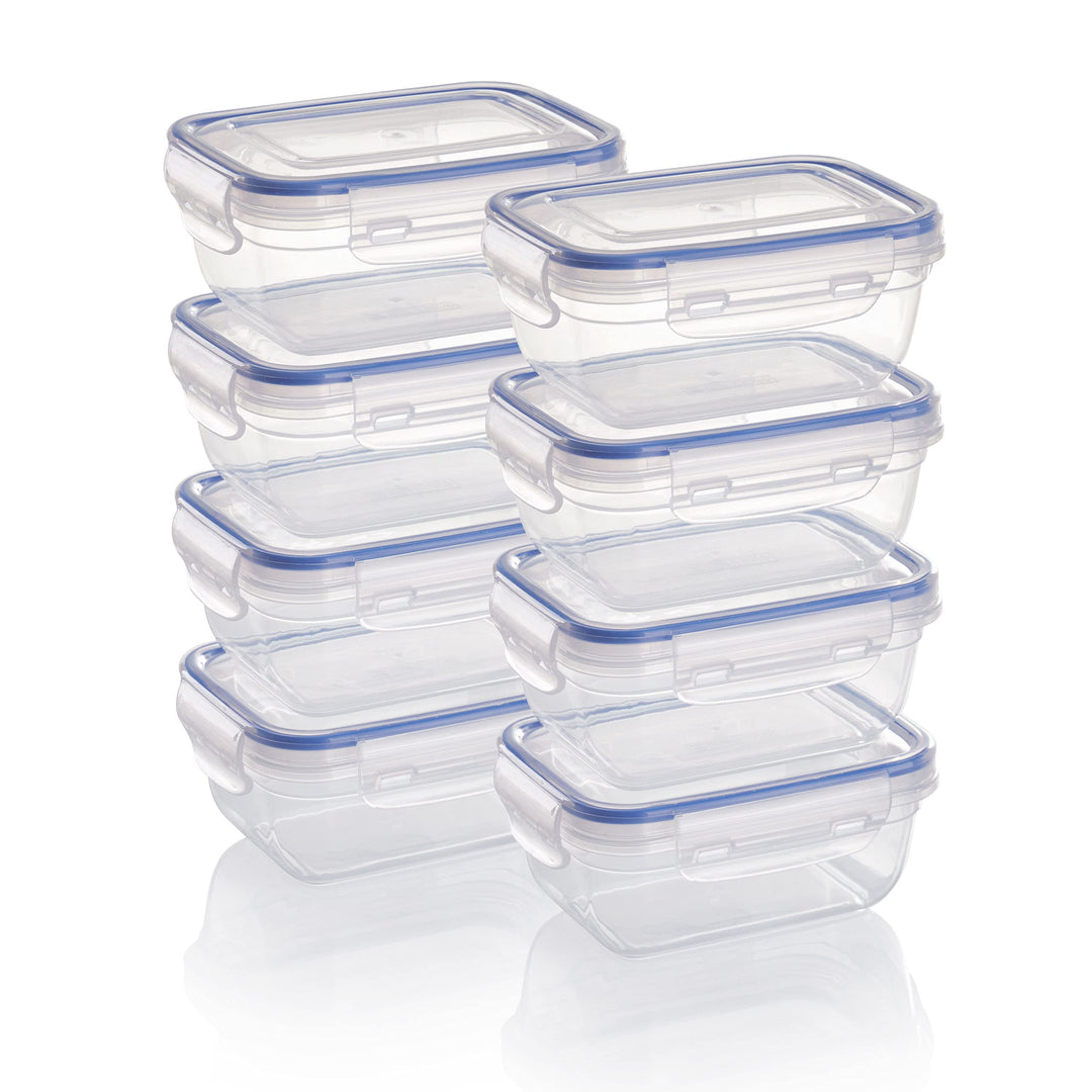 Grizzly Kunststoff Frischhaltedosen Set, 8x Vorratsdosen mit Deckel, rechteckig, stapelbar, bruch-,