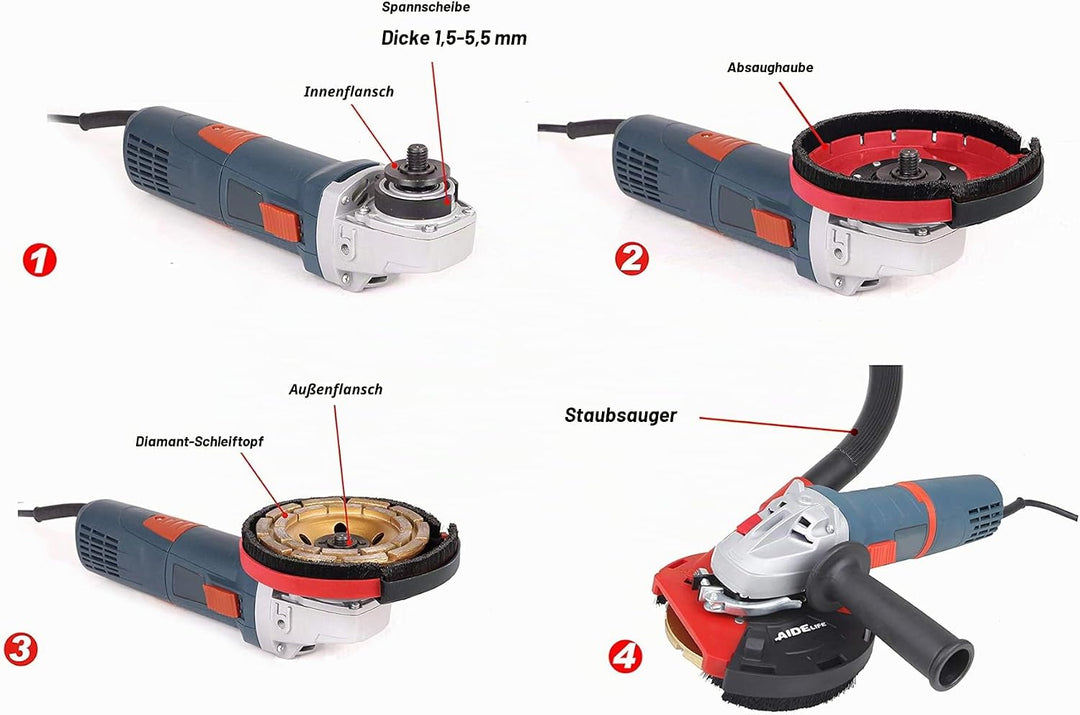 Aidelife Staubschutz für Winkelschleifer, Universal 115/125 mm, 125 mm
