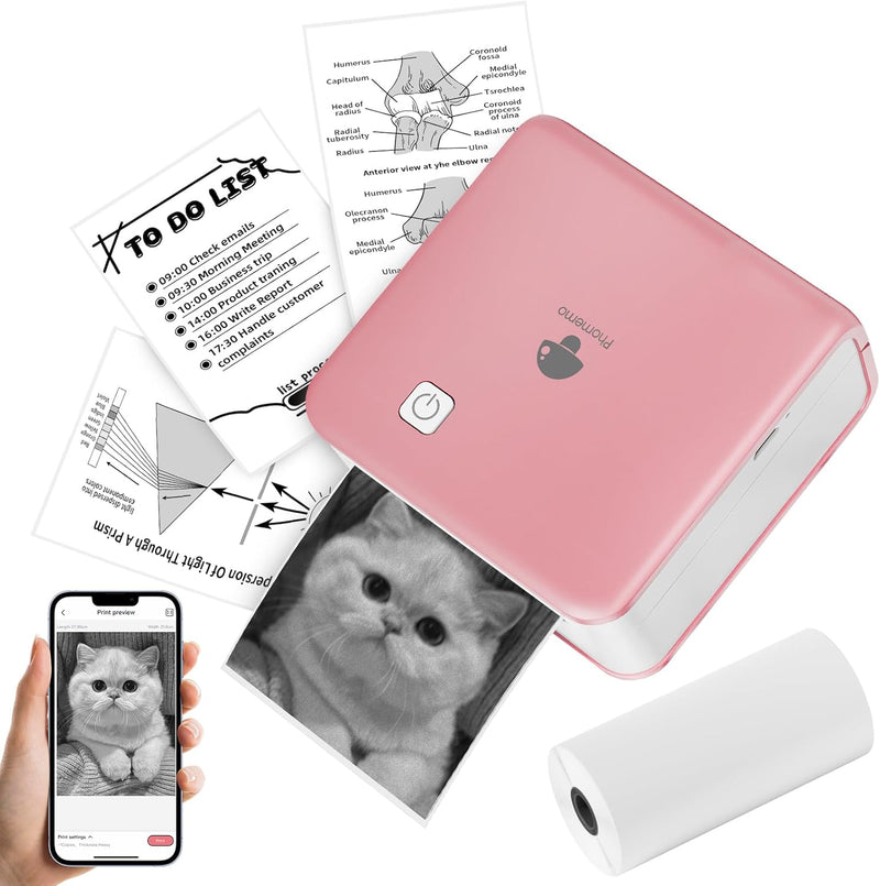 Phomemo Mini Drucker für Smartphone, M02 Pro 300 DPI Tragbarer Thermodrucker Bluetooth Sticker Druck