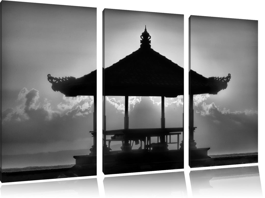 Pixxprint Pagode in Bali im Sonnenuntergang als Leinwandbild/Grösse: 3 Teilig (120x80 cm) cm/Wandbil