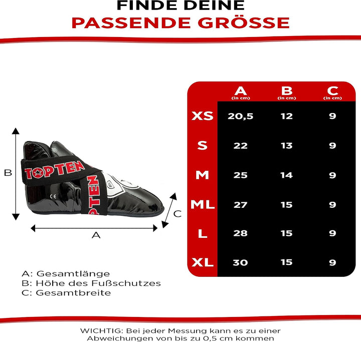 TOP TEN Fussschutz „Superlight“ für den Wettkampf Schwarz S, Schwarz S