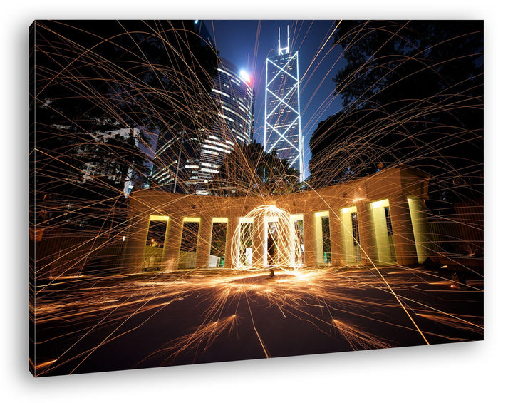 deyoli Feuerwerksspektakel in der Innenstadt von Hong Kong Format: 80x60 als Leinwand, Motiv fertig