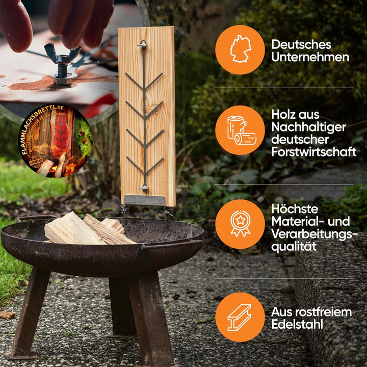 Flammlachsbrett 2er Set Lärche für die Feuerschale und den Kugelgrill Lärche 2er Set, L&#xE4;rche 2e