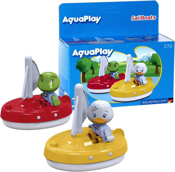 AquaPlay - Adventureland - Wasserbahn mit Berg, Turm und Stausee & 2 Segelboote + 2 Figuren - Zubehö