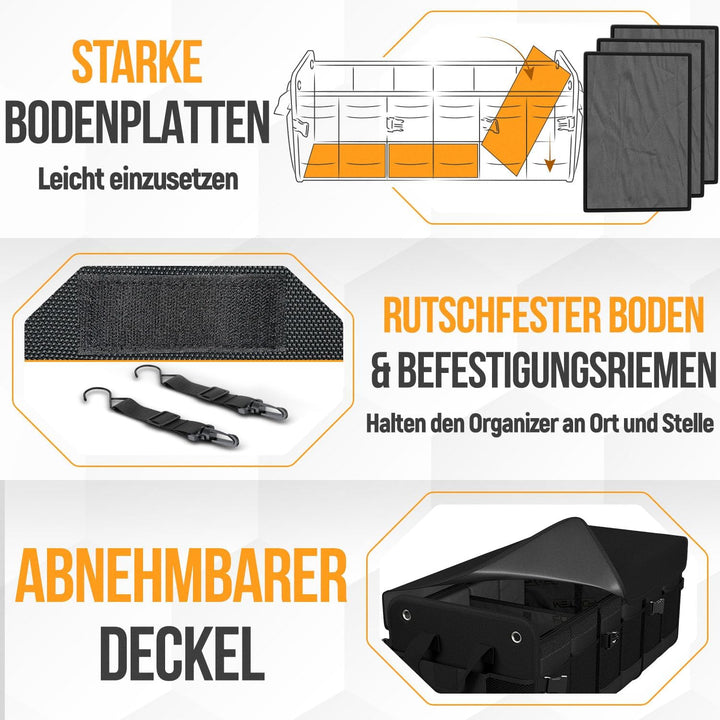 FORTEM Kofferraum Organizer, Kofferraumtasche, Zusammenklappbarer Auto Organizer Kofferraum mit Fäch