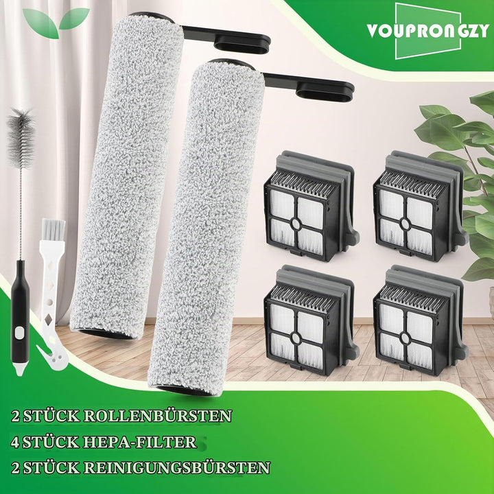2 Bürstenrollen 4 Filter Ersatzteile für Tineco Floor One S7 Pro/One S6 Bürstenrollen/HEPA Filter Na