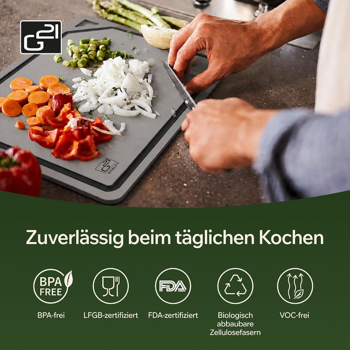 G21 EcoCut Schneidebrett Holzfaser 2er Set Spülmaschinenfest, Graphit Graphit &amp; Graphit, Graphit &amp; G