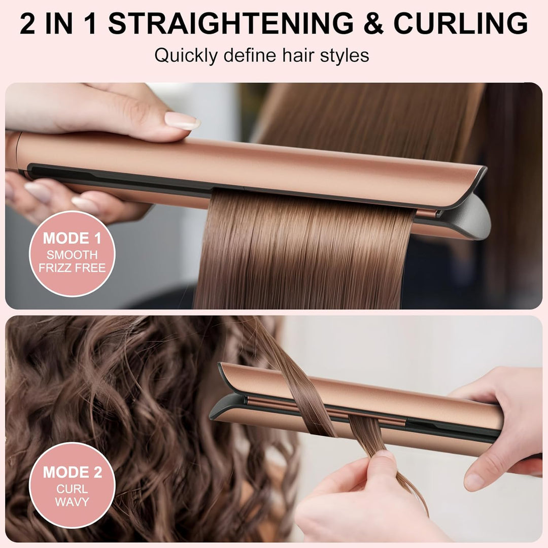 Glätteisen Haarglätter Ceramic Straight für glatte & glänzende Haare, 2 in 1 Glätteisen Locken und G