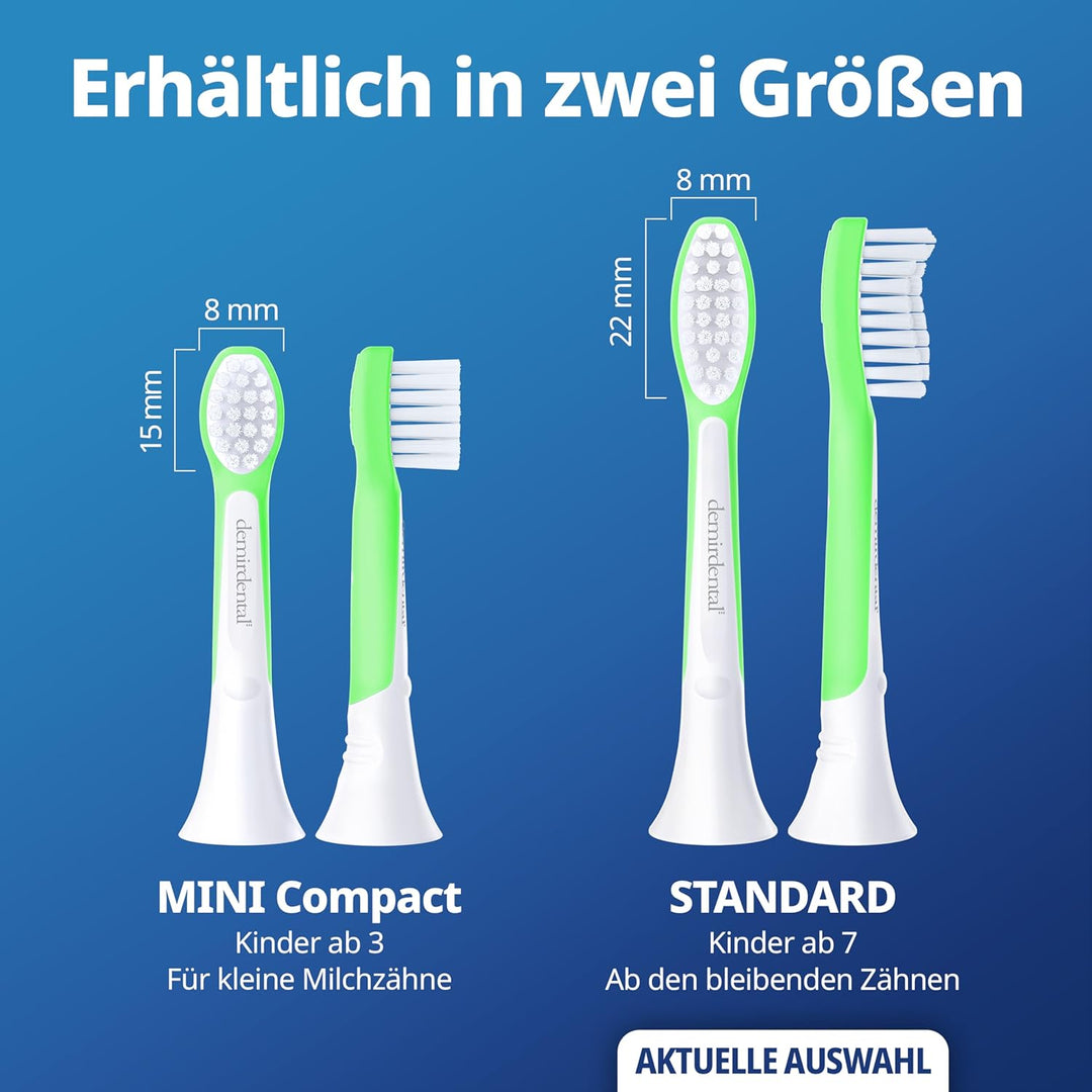 demirdental Kinder Ersatzbürsten passend für Philips Sonicare Kids, Bürstenköpfe ab 7 Jahre, entspri